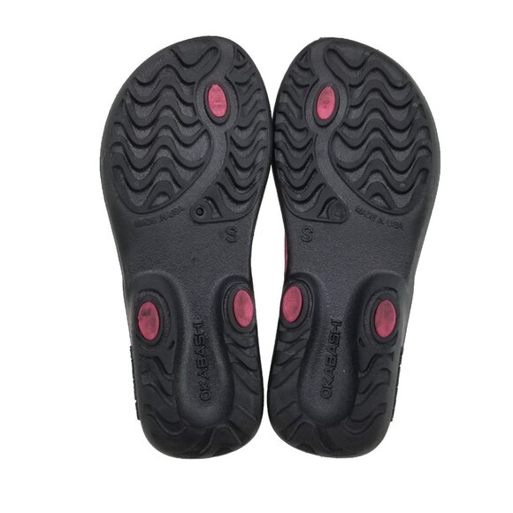 ✅Okabashi Thong Sandals Pink/Black Flip Flops Women’s  Small/5-6 Summer Shoes - Picture 3 of 10